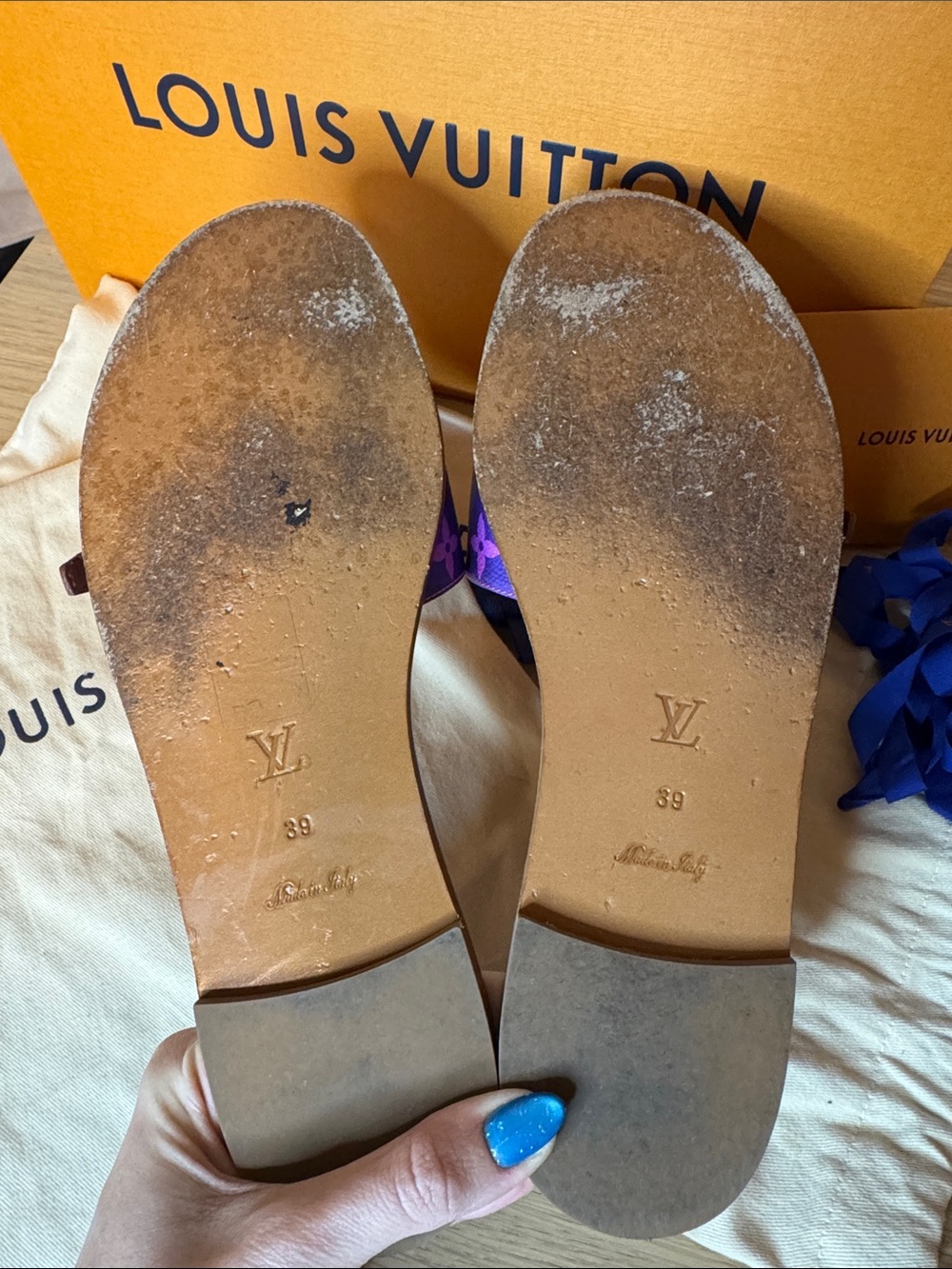 Louis Vuitton Spring In The City Lock It Flat Mule Pink Purple Ombré Sandals - Picture 7 of 8